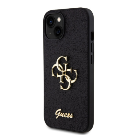 Guess PU Fixed Glitter 4G Metal Logo Zadní Kryt pro iPhone 13 Black, GUHCP13MHG4SGK