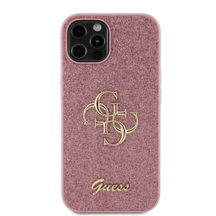 Guess PU Fixed Glitter 4G Metal Logo Zadní Kryt pro iPhone 12/12 Pro Pink, GUHCP12MHG4SGP