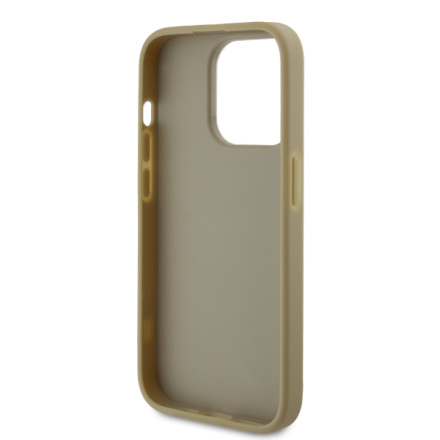 Guess PU Fixed Glitter 4G Metal Logo Zadní Kryt pro iPhone 15 Pro Gold, GUHCP15LHG4SGD