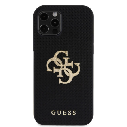 Guess PU Perforated 4G Glitter Metal Logo Zadní Kryt pro iPhone 12/12 Pro Black, GUHCP12MPSP4LGK