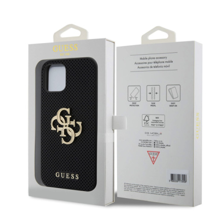 Guess PU Perforated 4G Glitter Metal Logo Zadní Kryt pro iPhone 12/12 Pro Black, GUHCP12MPSP4LGK