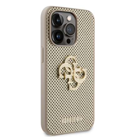 Guess PU Perforated 4G Glitter Metal Logo Zadní Kryt pro iPhone 15 Pro Max Gold, GUHCP15XPSP4LGD