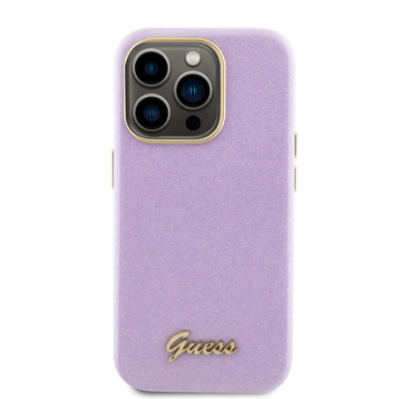 Guess PU Glitter Full Wrapped Zadní Kryt pro iPhone 15 Pro Lilac, GUHCP15LPGMCSL