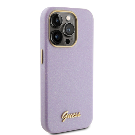 Guess PU Glitter Full Wrapped Zadní Kryt pro iPhone 15 Pro Lilac, GUHCP15LPGMCSL