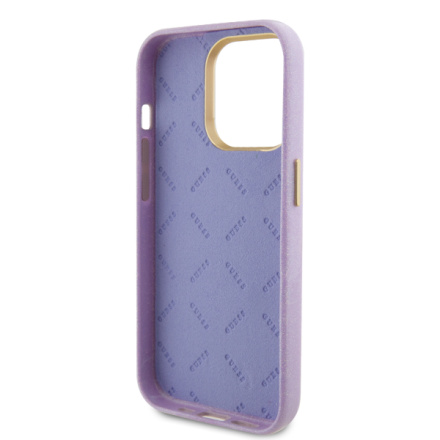 Guess PU Glitter Full Wrapped Zadní Kryt pro iPhone 15 Pro Lilac, GUHCP15LPGMCSL