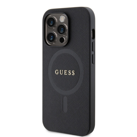 Guess PU Saffiano MagSafe Zadní Kryt pro iPhone 15 Pro Black, GUHMP15LPSAHMCK