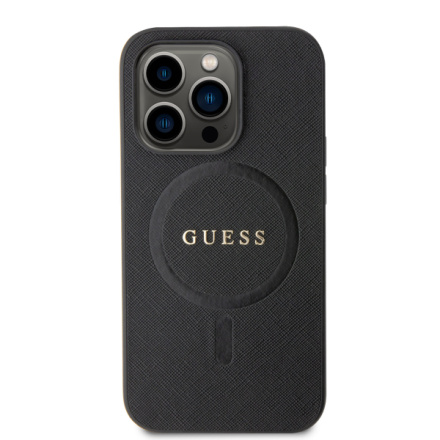 Guess PU Saffiano MagSafe Zadní Kryt pro iPhone 15 Pro Black, GUHMP15LPSAHMCK