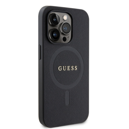 Guess PU Saffiano MagSafe Zadní Kryt pro iPhone 15 Pro Black, GUHMP15LPSAHMCK