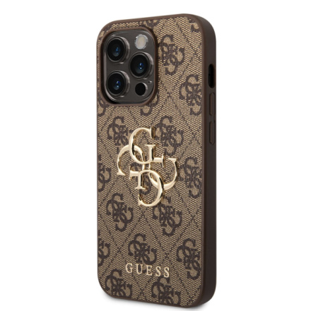 Guess PU 4G Metal Logo Zadní Kryt pro iPhone 15 Pro Max Brown, GUHCP15X4GMGBR