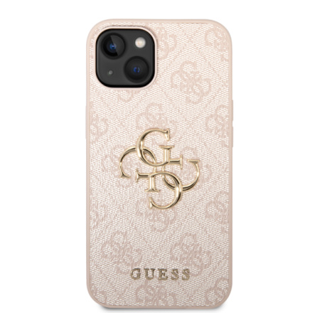 Guess PU 4G Metal Logo Zadní Kryt pro iPhone 15 Pink, GUHCP15S4GMGPI