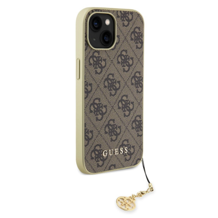 Guess 4G Charm Zadní Kryt pro iPhone 15 Brown, GUHCP15SGF4GBR