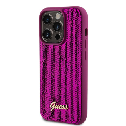 Guess Sequin Script Logo Zadní Kryt pro iPhone 14 Pro Max Magenta, GUHCP14XPSFDGSF