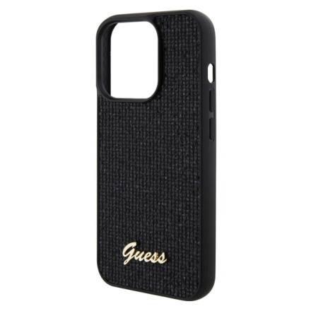 Guess PU Square Mirror Script Logo Zadní Kryt pro iPhone 15 Pro Black, GUHCP15LPMSDGSK