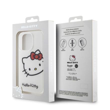 Hello Kitty IML Head Logo Zadní Kryt pro iPhone 15 Pro White , HKHCP15LHCKHST