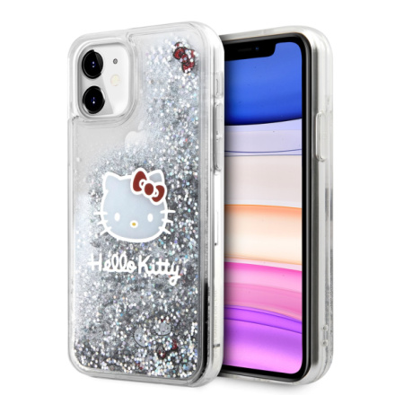 Hello Kitty Liquid Glitter Electroplating Head Logo Zadní Kryt pro iPhone 11 Transparent, HKHCN61LIKHET