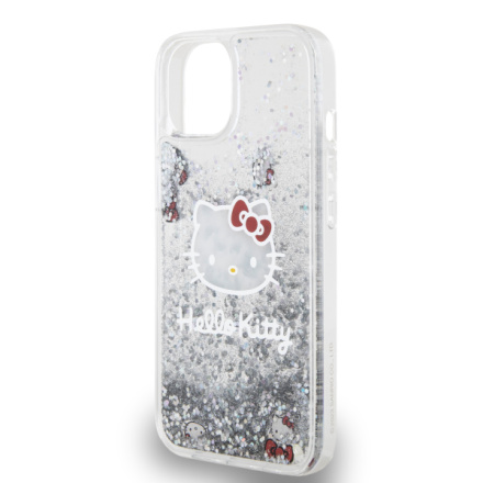 Hello Kitty Liquid Glitter Electroplating Head Logo Zadní Kryt pro iPhone 13 Transparent, HKHCP13MLIKHET