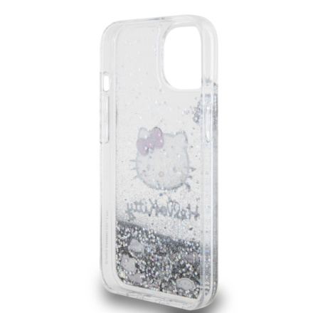 Hello Kitty Liquid Glitter Electroplating Head Logo Zadní Kryt pro iPhone 13 Transparent, HKHCP13MLIKHET