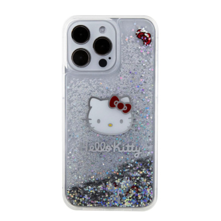 Hello Kitty Liquid Glitter Electroplating Head Logo Zadní Kryt pro iPhone 15 Pro Max Transparent, HKHCP15XLIKHET