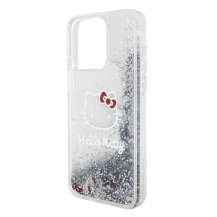 Hello Kitty Liquid Glitter Electroplating Head Logo Zadní Kryt pro iPhone 15 Pro Max Transparent, HKHCP15XLIKHET