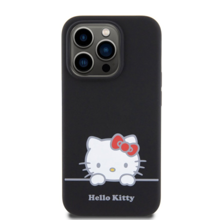 Hello Kitty Liquid Silicone Daydreaming Logo Zadní Kryt pro iPhone 15 Pro Black, HKHCP15LSKCDKK