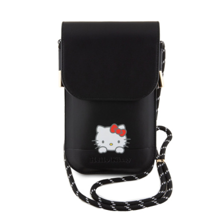 Hello Kitty PU Leather Daydreaming Logo Taška na Telefon Black, HKOWBSKCDKK