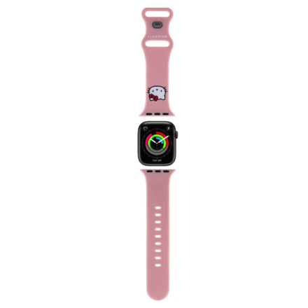 Hello Kitty Liquid Silicone Kitty Head Logo Řemínek pro Apple Watch 38/40mm Pink, HKAWMSCHBLP