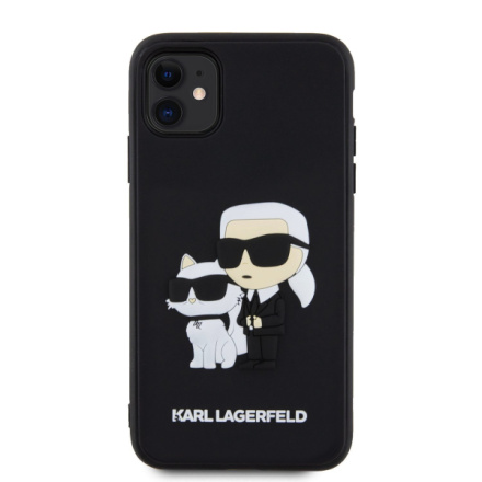 Karl Lagerfeld 3D Rubber Karl and Choupette Zadní Kryt pro iPhone 11 Black, KLHCN613DRKCNK