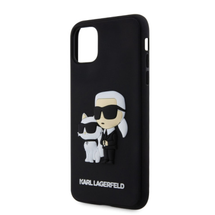 Karl Lagerfeld 3D Rubber Karl and Choupette Zadní Kryt pro iPhone 11 Black, KLHCN613DRKCNK