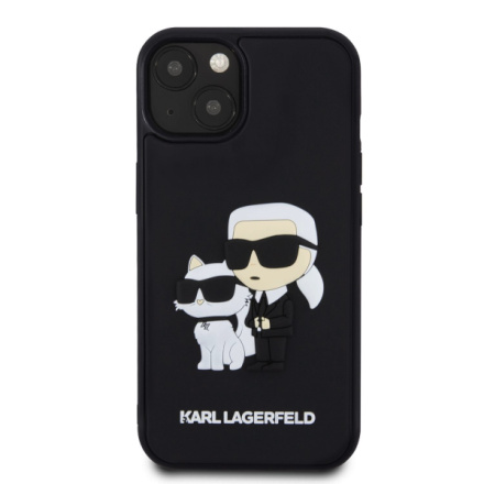 Karl Lagerfeld 3D Rubber Karl and Choupette Zadní Kryt pro iPhone 15 Plus Black, KLHCP15M3DRKCNK