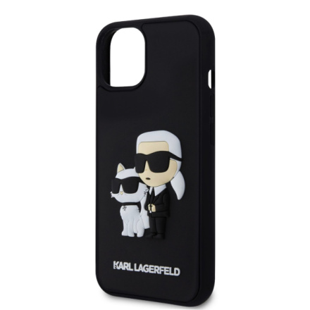 Karl Lagerfeld 3D Rubber Karl and Choupette Zadní Kryt pro iPhone 15 Plus Black, KLHCP15M3DRKCNK