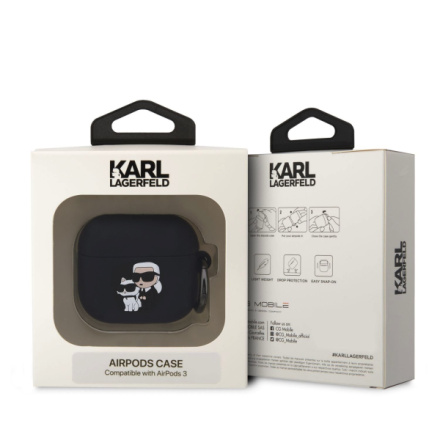 Karl Lagerfeld 3D Logo NFT Karl and Choupette Silikonové Pouzdro pro AirPods 3 Black, KLA3RUNKC