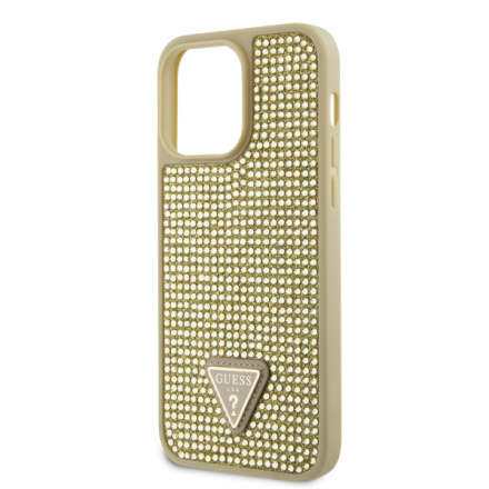 Guess Rhinestones Triangle Metal Logo Kryt pro iPhone 15 Pro Max Gold, GUHCP15XHDGTPD