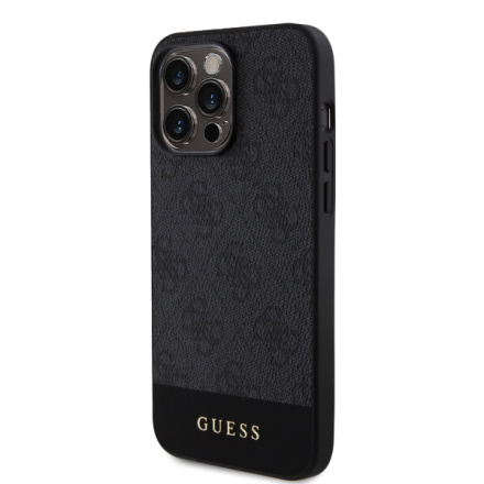 Guess PU 4G Stripe MagSafe Zadní Kryt pro iPhone 15 Pro Black, GUHMP15LG4GLGR