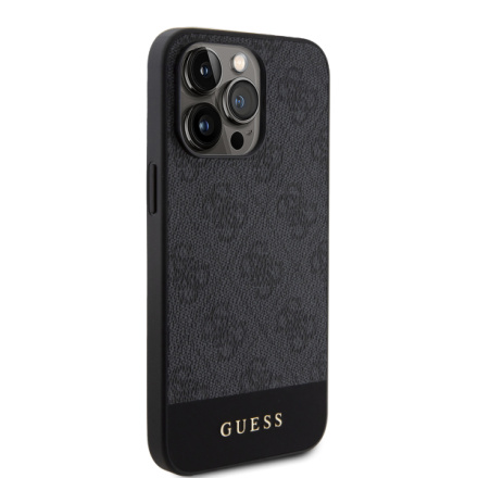 Guess PU 4G Stripe MagSafe Zadní Kryt pro iPhone 15 Pro Max Black, GUHMP15XG4GLGR