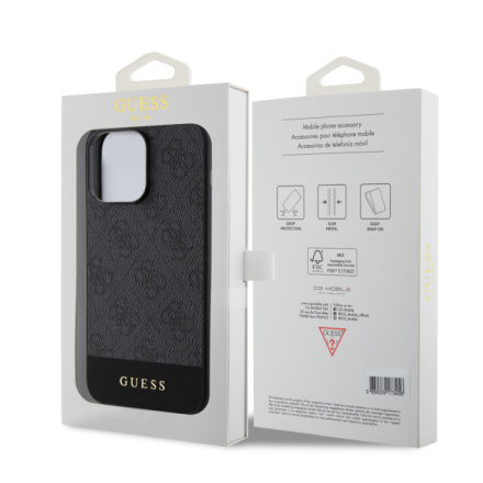 Guess PU 4G Stripe MagSafe Zadní Kryt pro iPhone 15 Pro Max Black, GUHMP15XG4GLGR