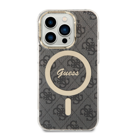 Guess IML 4G MagSafe Zadní Kryt pro iPhone 15 Pro Black, GUHMP15LH4STK