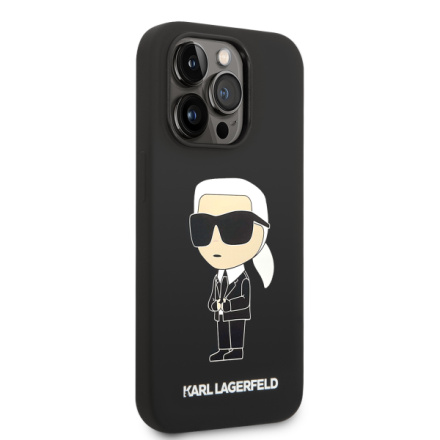 Karl Lagerfeld Liquid Silicone Ikonik NFT Zadní Kryt pro iPhone 15 Pro Max Black, KLHCP15XSNIKBCK