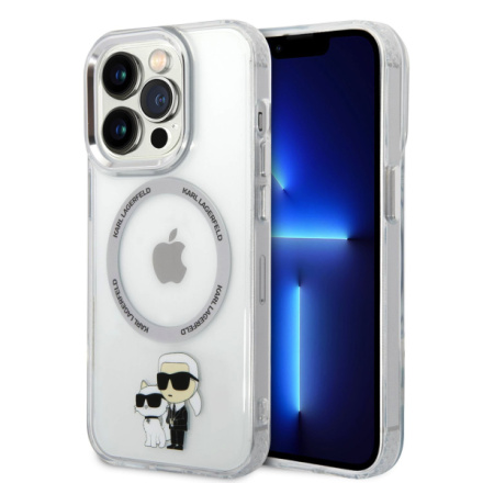 Karl Lagerfeld IML Karl and Choupette NFT MagSafe Zadní Kryt pro iPhone 15 Pro Max Transparent, KLHMP15XHNKCIT