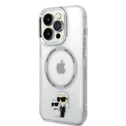 Karl Lagerfeld IML Karl and Choupette NFT MagSafe Zadní Kryt pro iPhone 15 Pro Max Transparent, KLHMP15XHNKCIT