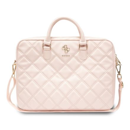 Guess PU Quilted 4G Metal Logo Taška na Notebook 15/16" Pink, GUCB15ZPSQSSGP