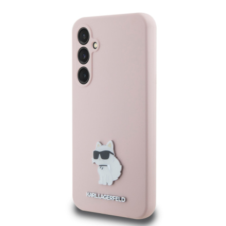 Karl Lagerfeld Liquid Silicone Metal Choupette Zadní Kryt pro Samsung Galaxy S23 FE Pink, KLHCS23FESMHCNPP