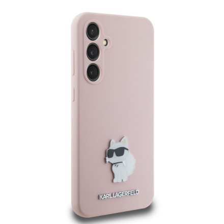 Karl Lagerfeld Liquid Silicone Metal Choupette Zadní Kryt pro Samsung Galaxy S23 FE Pink, KLHCS23FESMHCNPP