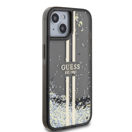 Guess PC/TPU Liquid Glitter Gold Stripe Zadní Kryt pro iPhone 15 Black, GUHCP15SLFCSEGK