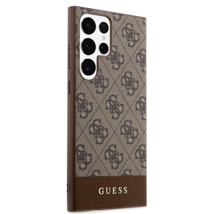 Guess PU 4G Stripe Zadní Kryt pro Samsung Galaxy S24 Ultra Brown, GUHCS24LG4GLBR