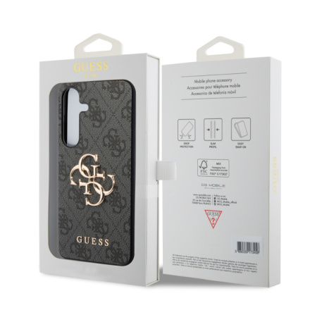 Guess PU 4G Metal Logo Zadní Kryt pro Samsung Galaxy S24 Grey, GUHCS24S4GMGGR