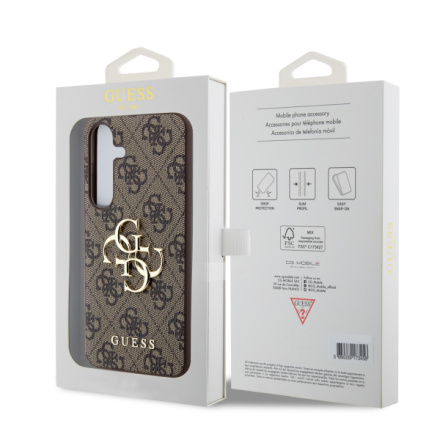 Guess PU 4G Metal Logo Zadní Kryt pro Samsung Galaxy S24 Brown, GUHCS24S4GMGBR