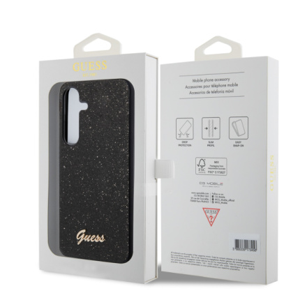 Guess PC/TPU Glitter Flakes Metal Logo Zadní Kryt pro Samsung Galaxy S24 Black, GUHCS24SHGGSHK