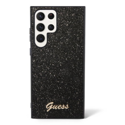 Guess PC/TPU Glitter Flakes Metal Logo Zadní Kryt pro Samsung Galaxy S24 Ultra Black, GUHCS24LHGGSHK