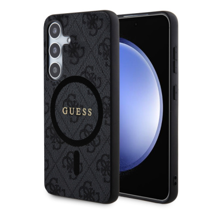 Guess PU Leather 4G Colored Ring MagSafe Zadní Kryt pro Samsung Galaxy S24+ Black, GUHMS24MG4GFRK