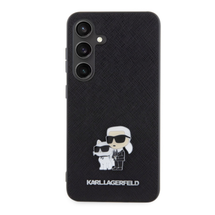 Karl Lagerfeld PU Saffiano Metal Karl and Choupette Zadní Kryt pro Samsung Galaxy S24 Black, KLHCS24SPSAKCMPK